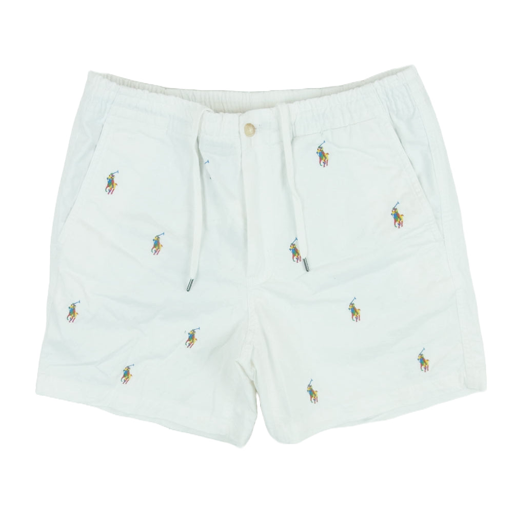 POLO RALPH LAUREN ポロ・ラルフローレン マルチポニー刺繍 ウエストゴム イージー ショーツ ハーフ ショート パンツ ホワイト系 S【中古】