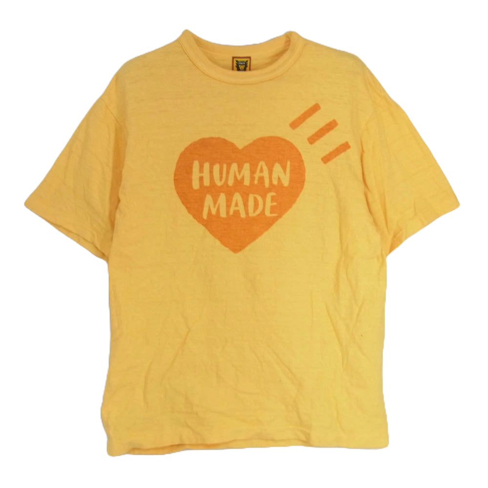 HUMAN MADE ヒューマンメイド GARMENT DYED BIG HEART T-SHIRT ガーメントダイ ビッグハート クルーネック Tシャツ イエロー系 M【中古】