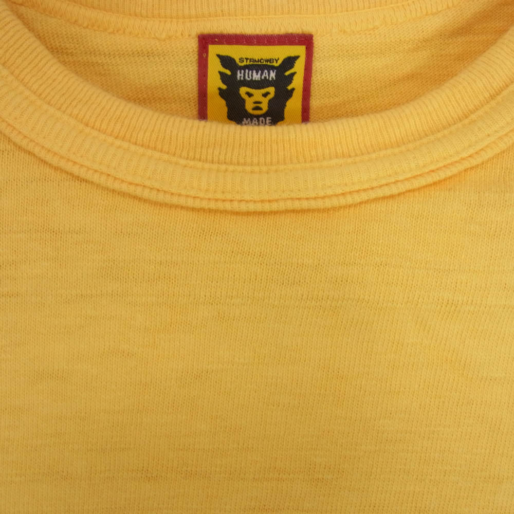 HUMAN MADE ヒューマンメイド GARMENT DYED BIG HEART T-SHIRT ガーメントダイ ビッグハート クルーネック Tシャツ イエロー系 M【中古】