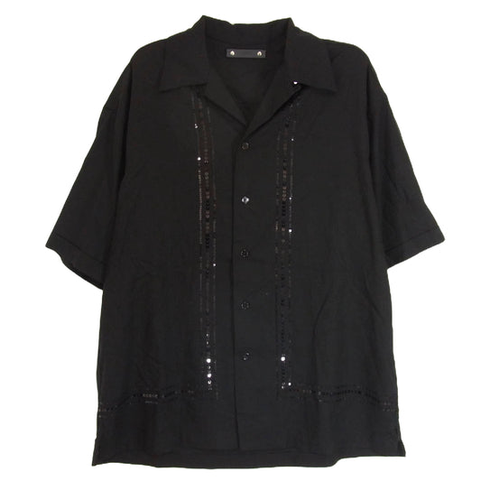 MINEDENIM マインデニム 24SS 2404-5002-99 Rayon Spangle Panel Line Open Collar SH レーヨン スパンコール パネル ライン オープンカラー 半袖 シャツ ブラック系 1【美品】【中古】