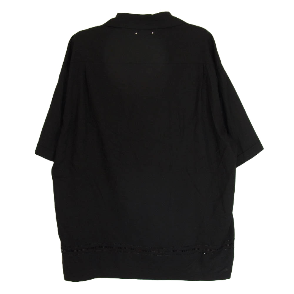 MINEDENIM マインデニム 24SS 2404-5002-99 Rayon Spangle Panel Line Open Collar SH レーヨン スパンコール パネル ライン オープンカラー 半袖 シャツ ブラック系 1【美品】【中古】