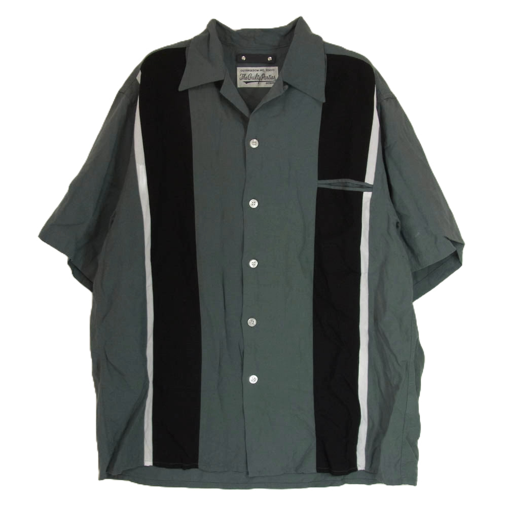 WACKO MARIA ワコマリア 23SS MINEDENIM マインデニム 別注 THREE TONE OPEN COLLAR SHIRT 3トーン オープンカラー シャツ 半袖 シャツ カーキ系 S【中古】