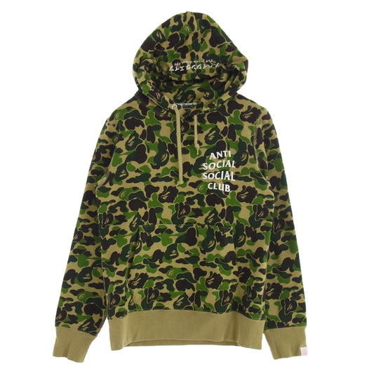 A BATHING APE アベイシングエイプ ANTI SOCIAL SOCIAL CLUB アンチソーシャルソーシャルクラブ PULLOVER HOODIE カモフラ プルオーバ― フーディ パーカー カーキ系 S【中古】