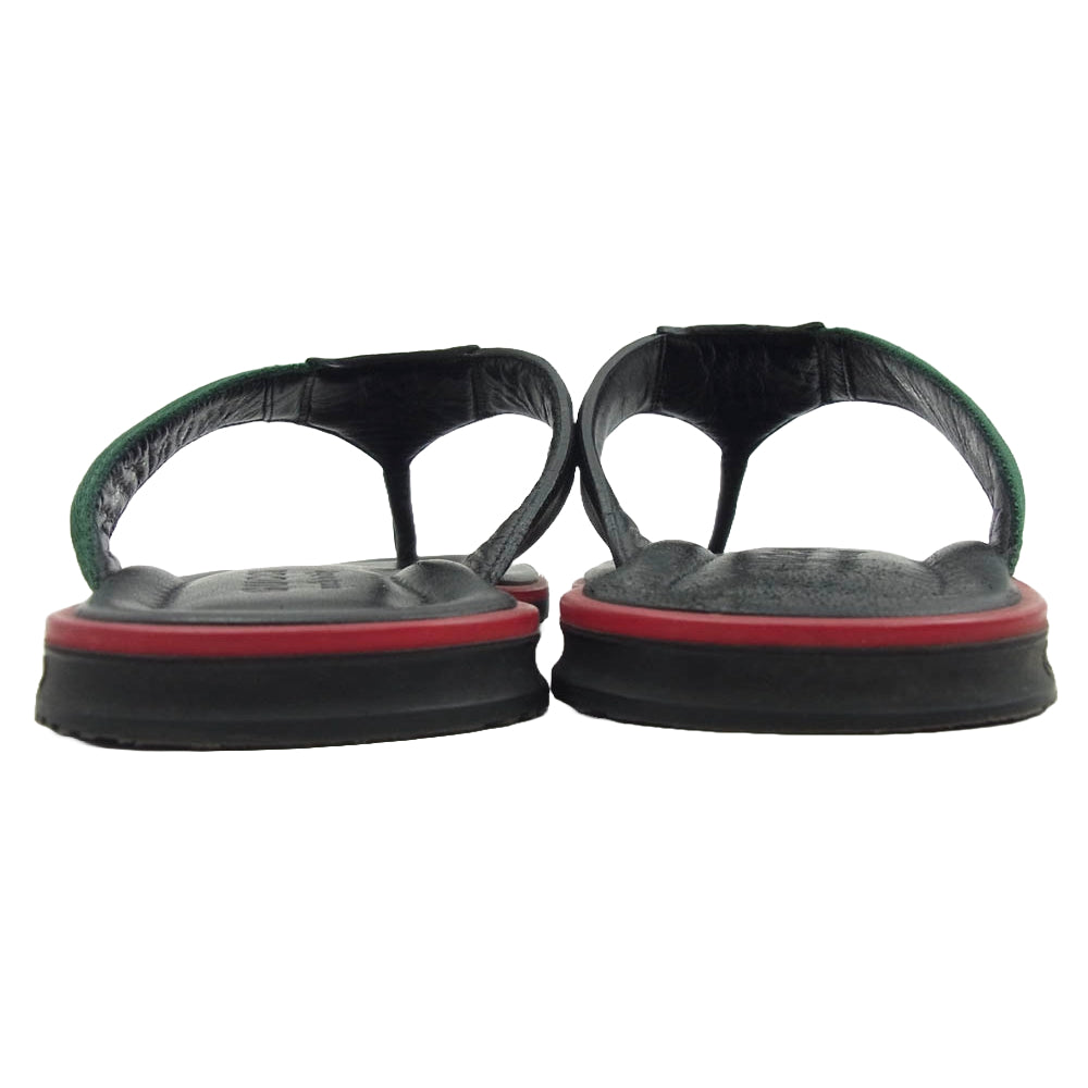 GUCCI グッチ 268670 グッチシマ シェリー ウェブライン フラット レザー サンダル ブラック系 7【中古】