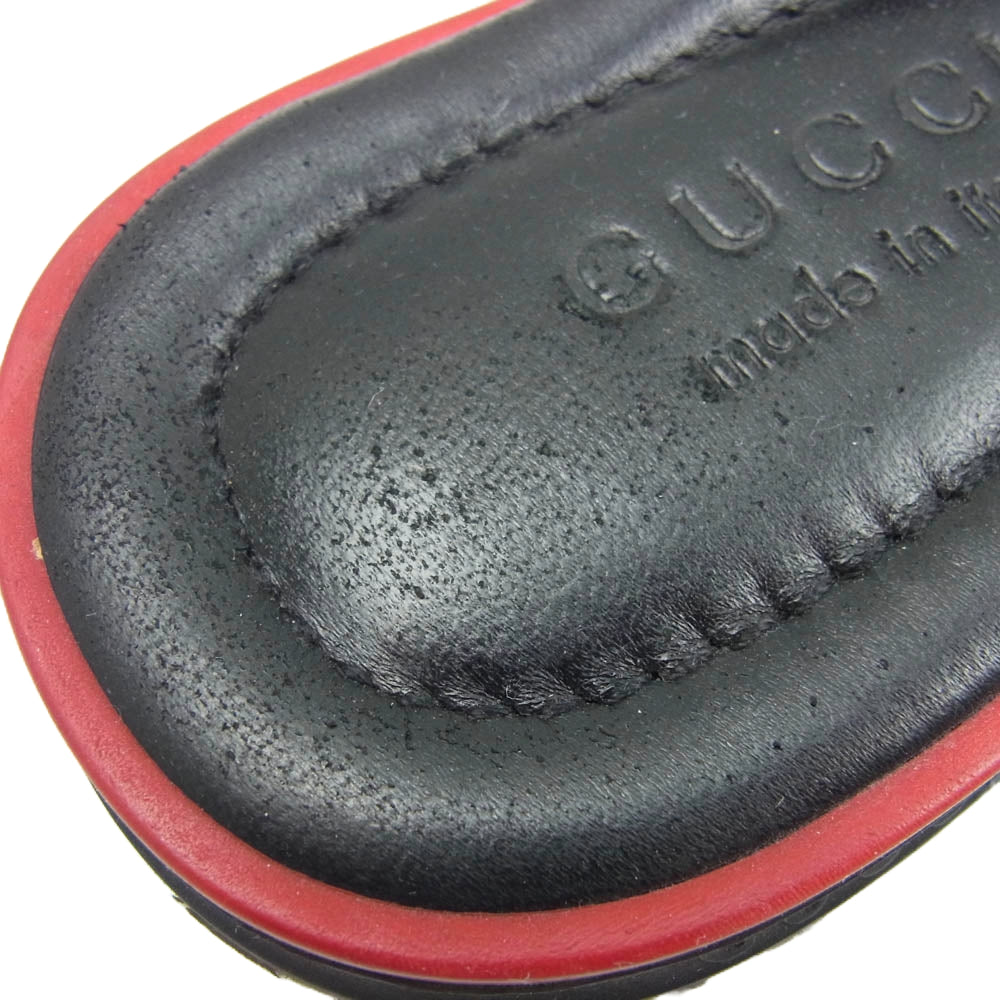 GUCCI グッチ 268670 グッチシマ シェリー ウェブライン フラット レザー サンダル ブラック系 7【中古】