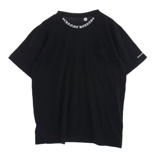 CHROME HEARTS クロムハーツ（原本無） Neck Logo S/S Tee ネックロゴ プリント 半袖 ポケット Tシャツ ブラック系 XL【新古品】【未使用】【中古】