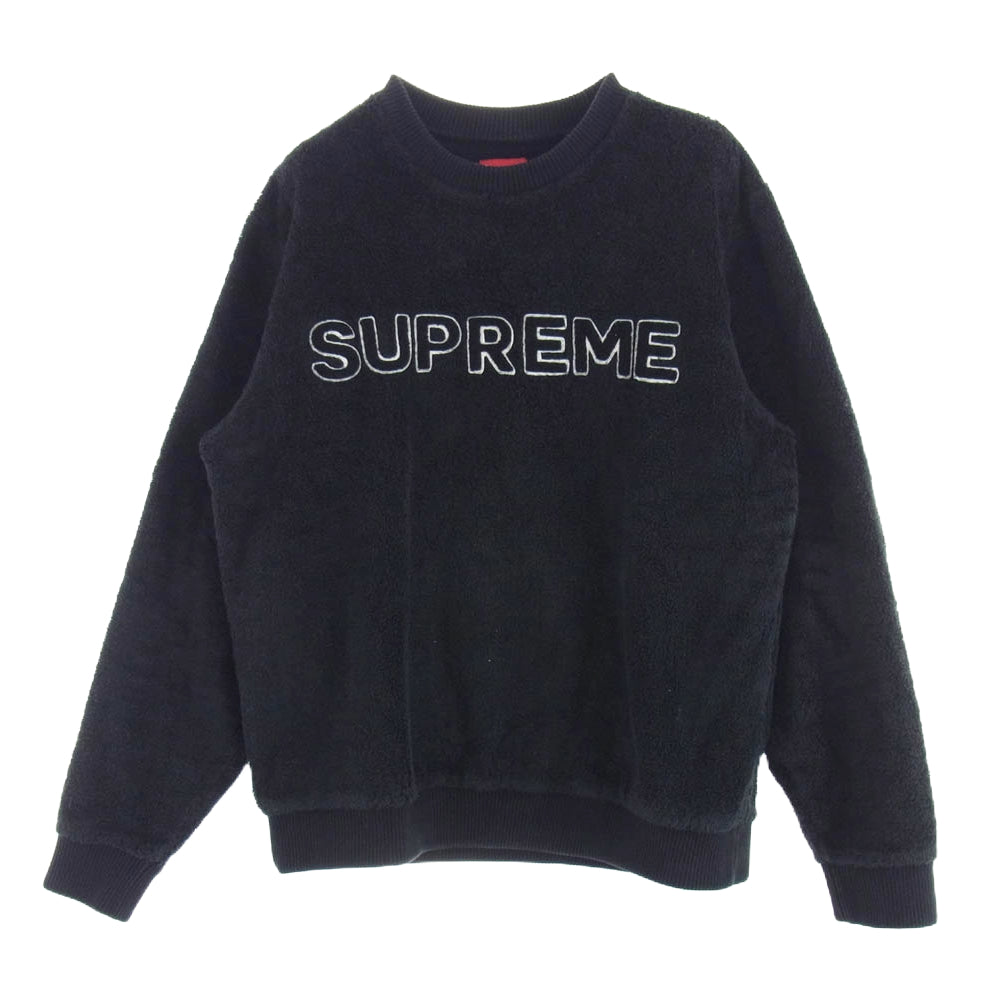 Supreme シュプリーム 17SS Terry Crewneck テリー クルーネック パイル タオル地 ロゴ スウェット トレーナー ブラック系 M【中古】