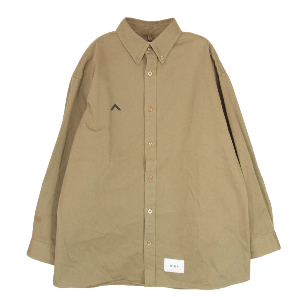 WTAPS ダブルタップス 22SS 221GWDT-SHM01 BD LS COTTON TWILL ボタンダウン ロング スリーブ 長袖 シャツ オリーブ カーキ系 X03【中古】