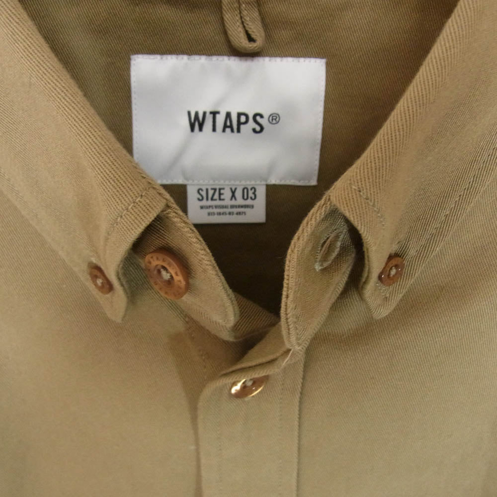 WTAPS ダブルタップス 22SS 221GWDT-SHM01 BD LS COTTON TWILL ボタンダウン ロング スリーブ 長袖 シャツ オリーブ カーキ系 X03【中古】