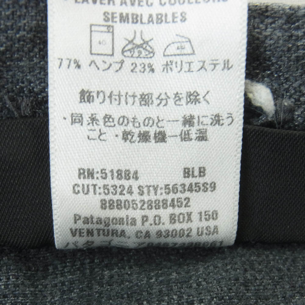 patagonia パタゴニア 56345 ヘンプ ポリエステル カーゴ パンツ 中国製 ネイビー系 XL【中古】