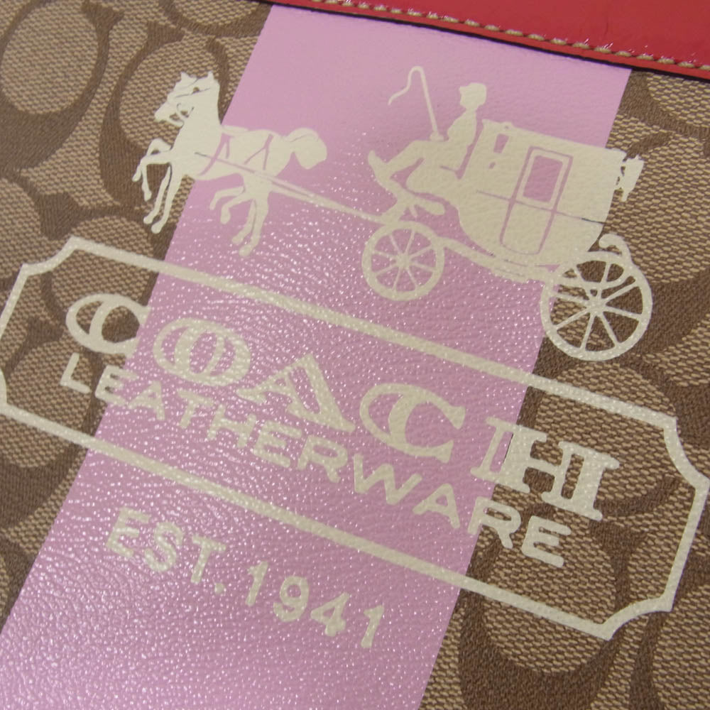 COACH コーチ 11351 シグネチャーロゴ 総柄 トート バッグ ピンク系【中古】