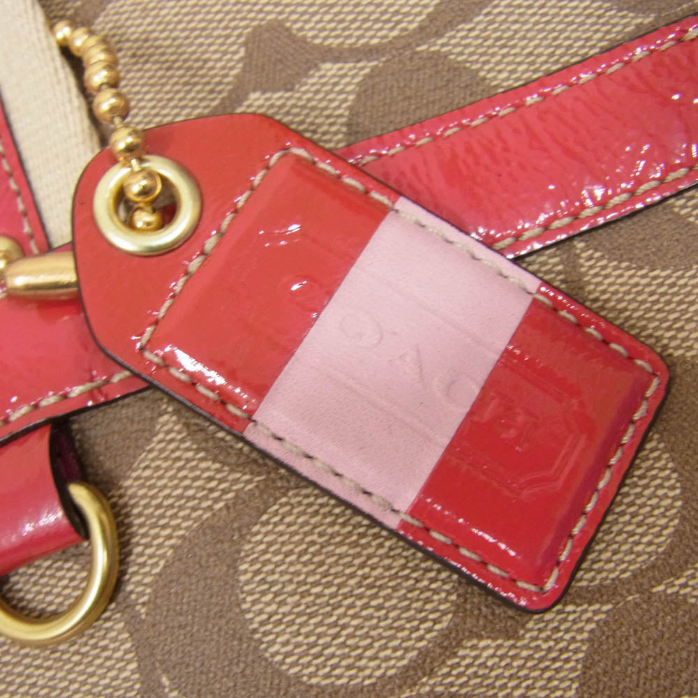 COACH コーチ 11351 シグネチャーロゴ 総柄 トート バッグ ピンク系【中古】