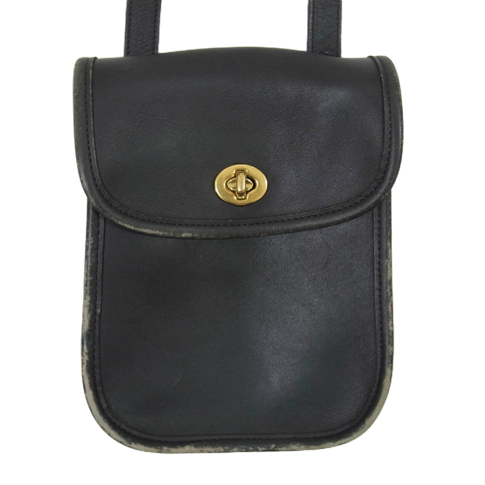 COACH コーチ 9978 Old オールド レザー ショルダー バッグ ブラック系【中古】