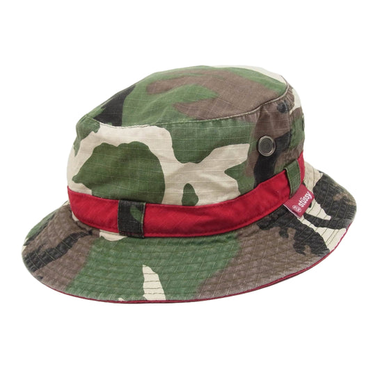 STUSSY ステューシー Camouflage Bucket Hat カモフラージュ バケットハット カーキ系 XL【中古】