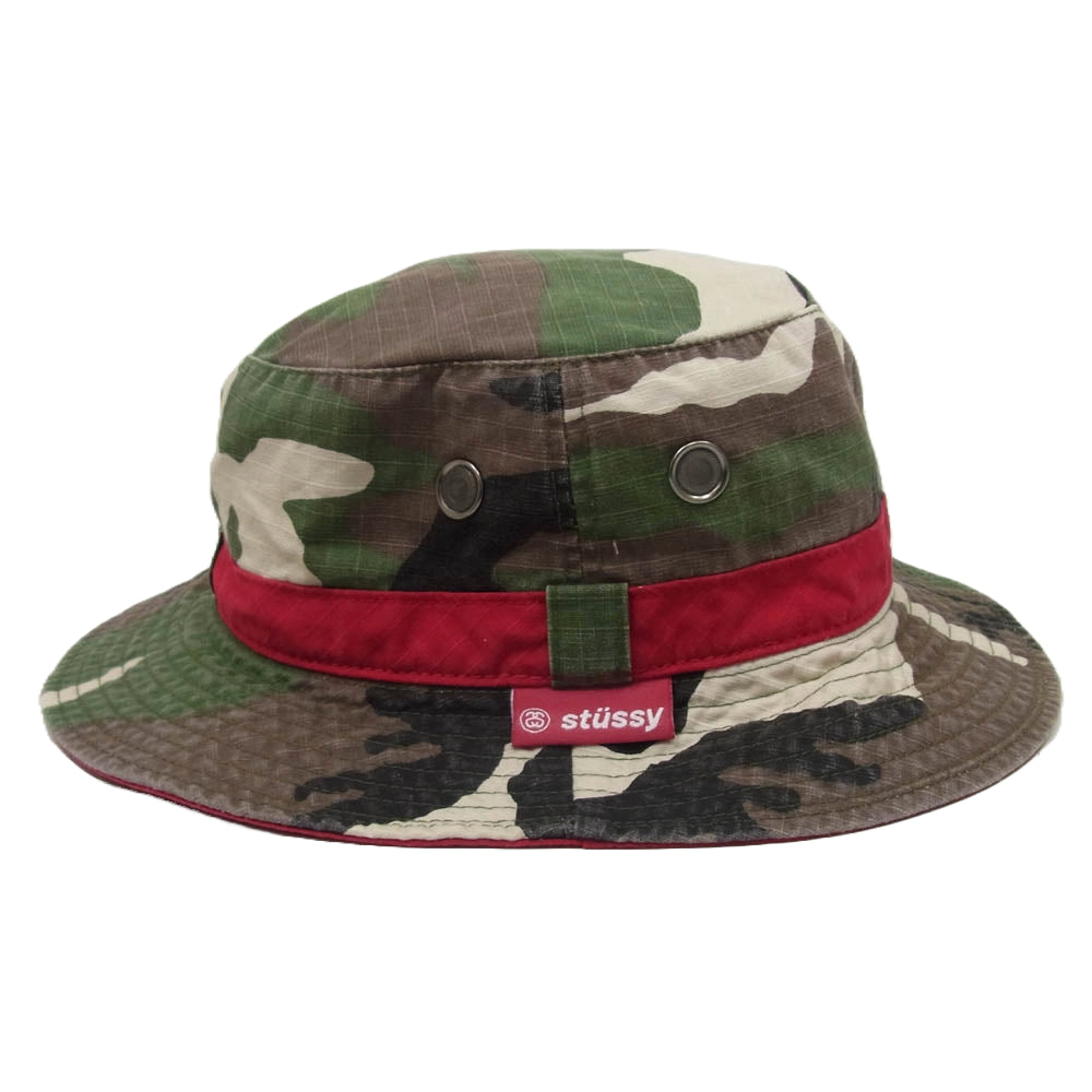 STUSSY ステューシー Camouflage Bucket Hat カモフラージュ バケットハット カーキ系 XL【中古】