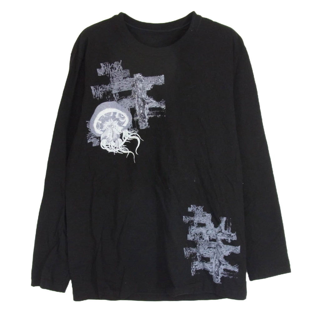 Yohji Yamamoto ヨウジヤマモト S'YTE サイト JELLYFISH GRAPHIC LONG-SLEEVED T-SHIRT ジェリーフィッシュ クラゲ グラフィック ロングスリーブ 長袖 Tシャツ カットソー ブラック系 3【美品】【中古】