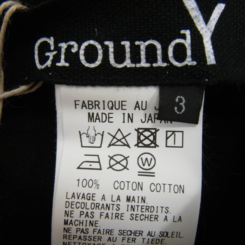 Yohji Yamamoto ヨウジヤマモト GroundY グラウンドワイ モックネック ロングスリーブ 長袖 Tシャツ カットソー ブラック系 3【新古品】【未使用】【中古】
