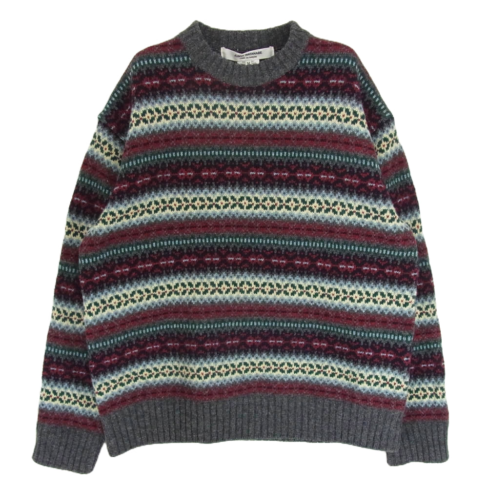 JUNYA WATANABE COMME des GARCONS MAN ジュンヤワタナベコムデギャルソンマン 21AW JH-N101 AD2021 ウールジャガード フェアアイル  ニット セーター グレー系 M【美品】【中古】