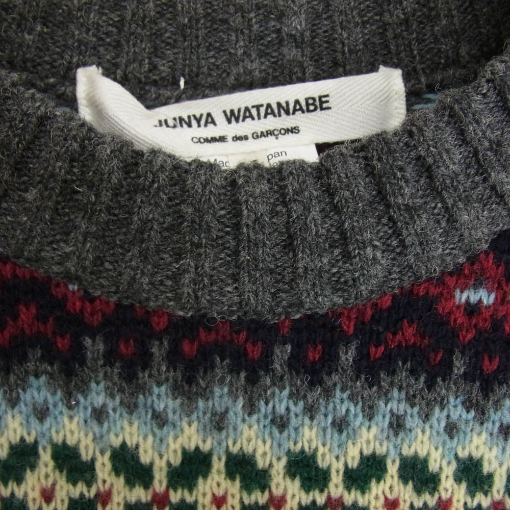 JUNYA WATANABE COMME des GARCONS MAN ジュンヤワタナベコムデギャルソンマン 21AW JH-N101 AD2021 ウールジャガード フェアアイル  ニット セーター グレー系 M【美品】【中古】