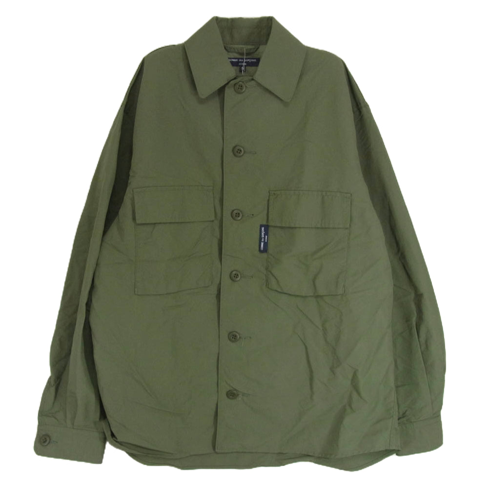 COMME des GARCONS HOMME コムデギャルソンオム 22SS HI-B021 AD2021 オムタグポケット ナイロン ウェザー シャツ ジャケット カーキ系 S【中古】