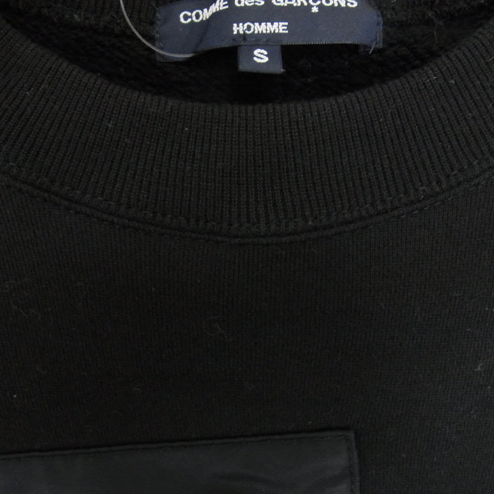 COMME des GARCONS HOMME コムデギャルソンオム 22AW HJ-T004 AD2022 綿裏起毛 多素材MIXスウェット 多素材パッチワーク クルーネック スウェット トレーナー ブラック系 S【中古】