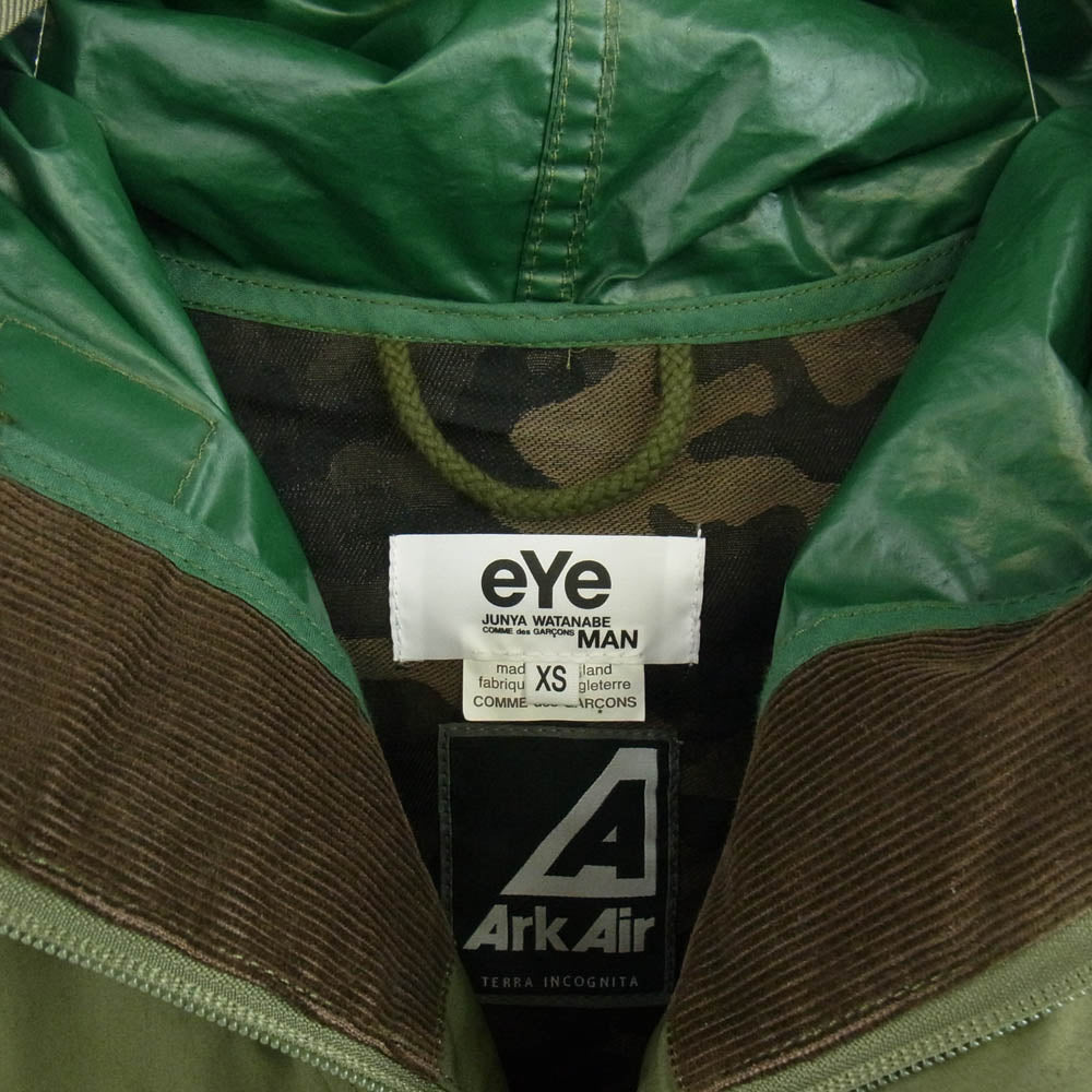 JUNYA WATANABE COMME des GARCONS MAN ジュンヤワタナベコムデギャルソンマン WD-J901 eye アイ × Ark Air アークエアー AD2019 チェック ショルダーパッチ ミリタリージャケット カーキ系 XS【中古】