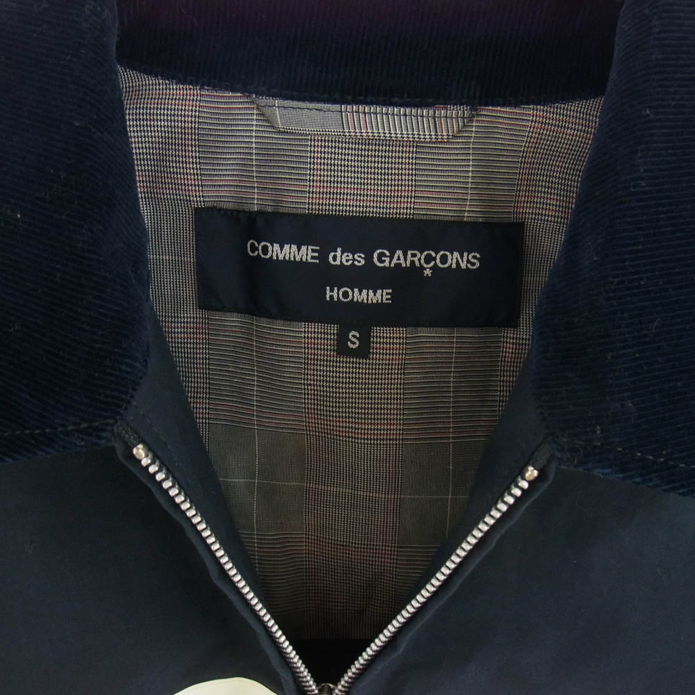 COMME des GARCONS HOMME コムデギャルソンオム 24SS HM-J003 AD2023 襟コーデュロイ フルジップ ラインド コーチジャケット ネイビー系 S【美品】【中古】