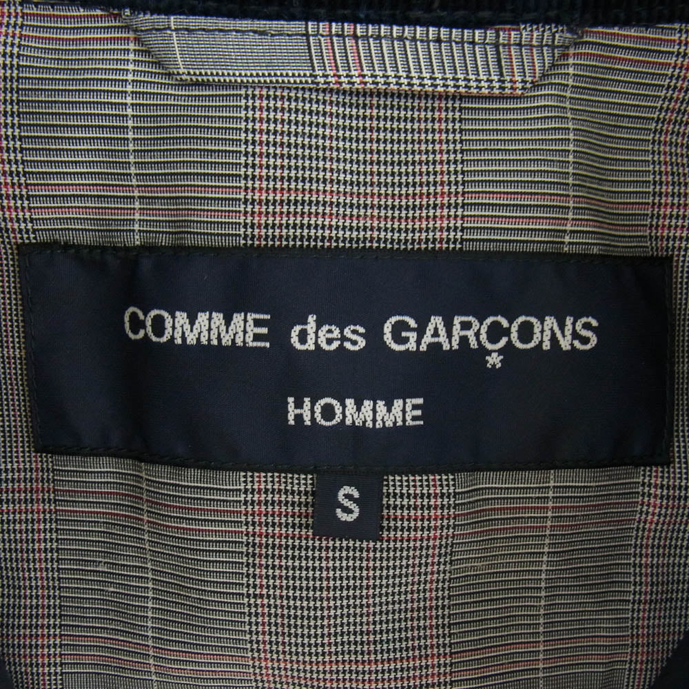 COMME des GARCONS HOMME コムデギャルソンオム 24SS HM-J003 AD2023 襟コーデュロイ フルジップ ラインド コーチジャケット ネイビー系 S【美品】【中古】