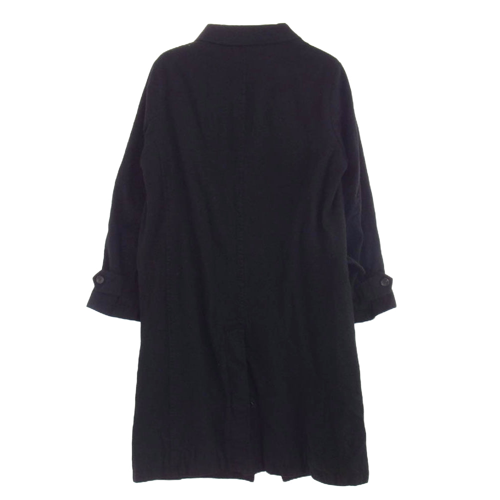 COMME des GARCONS HOMME コムデギャルソンオム 20AW HF-C007 AD2020 デカオムタグ ウールサージ製品縮絨 比翼 ステンカラーコート ブラック系 XS【中古】