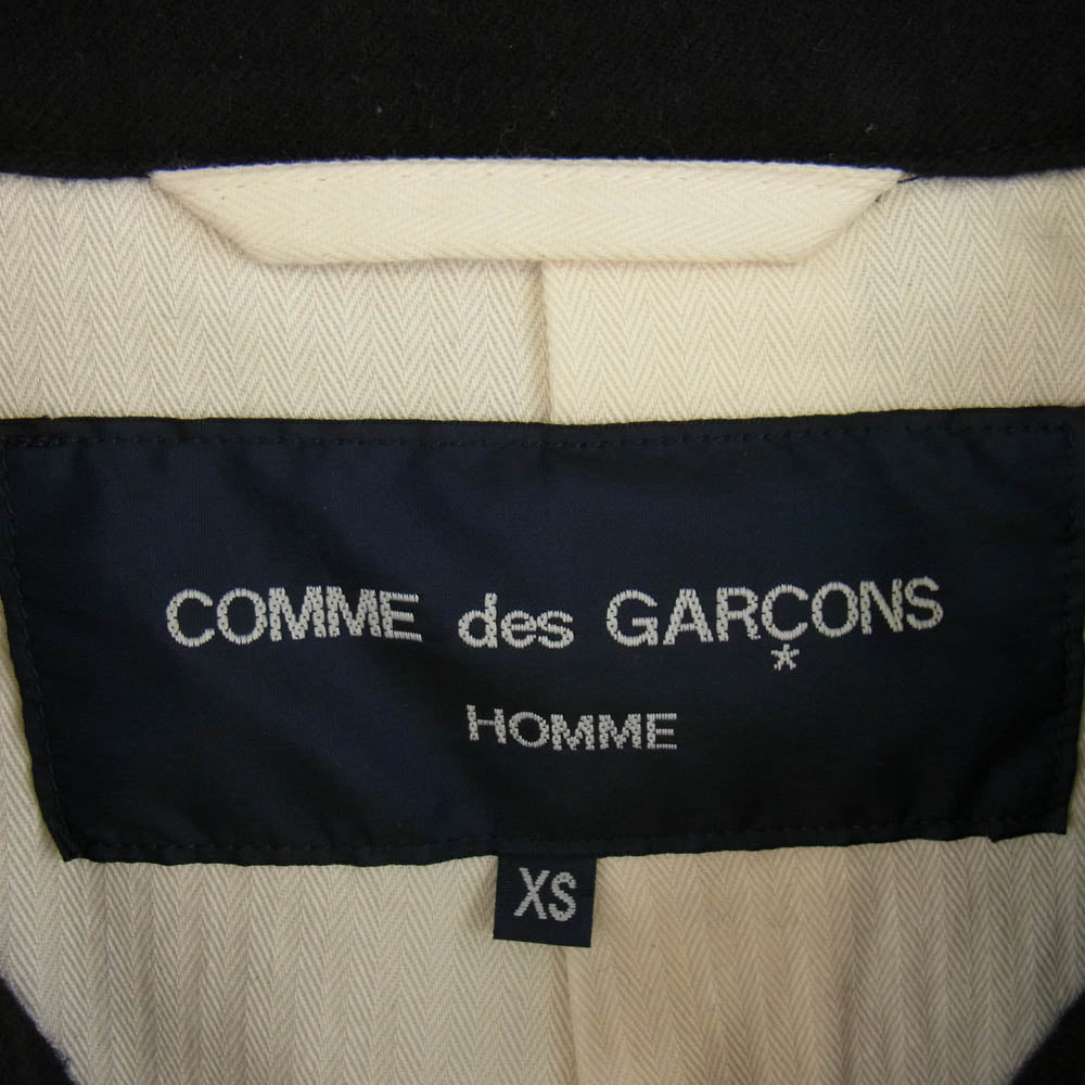 COMME des GARCONS HOMME コムデギャルソンオム 20AW HF-C007 AD2020 デカオムタグ ウールサージ製品縮絨 比翼 ステンカラーコート ブラック系 XS【中古】