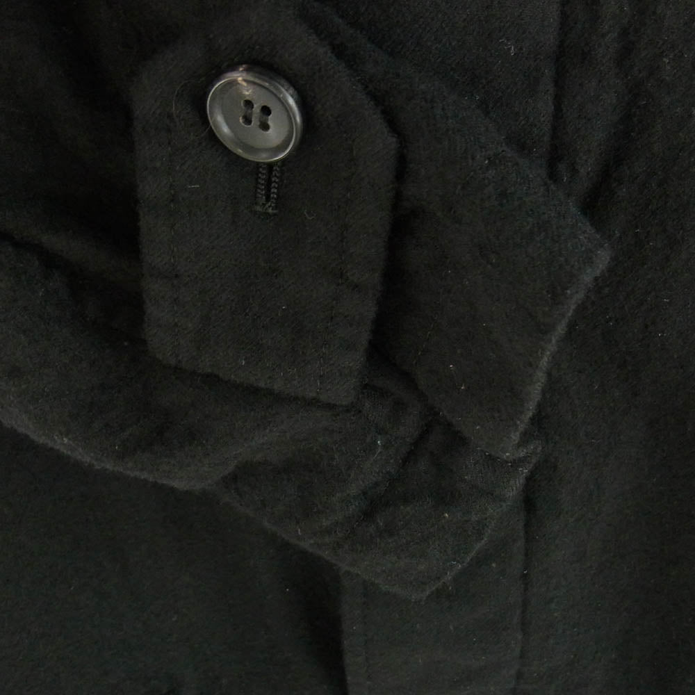 COMME des GARCONS HOMME コムデギャルソンオム 20AW HF-C007 AD2020 デカオムタグ ウールサージ製品縮絨 比翼 ステンカラーコート ブラック系 XS【中古】