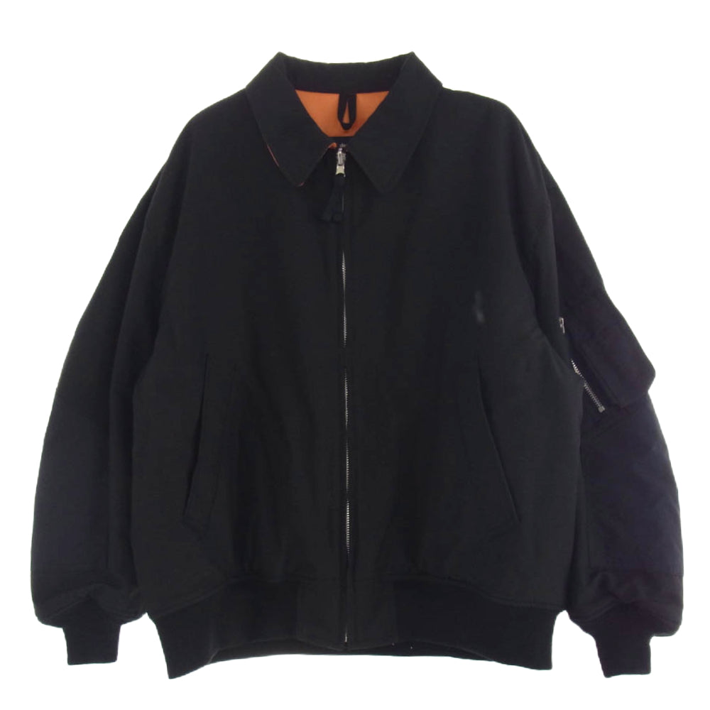 COMME des GARCONS HOMME コムデギャルソンオム 24AW HN-J011 AD2024 エステルウール リップストップ クロス フライトジャケット ブルゾン ブラック系 M【極上美品】【中古】