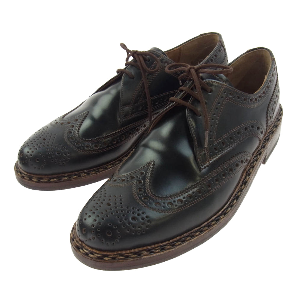 ハインリッヒディンケラッカー 4331 4316 BUDA ブダ コードバン ウィングチップ レザー シューズ ブラック系 UK8【中古】