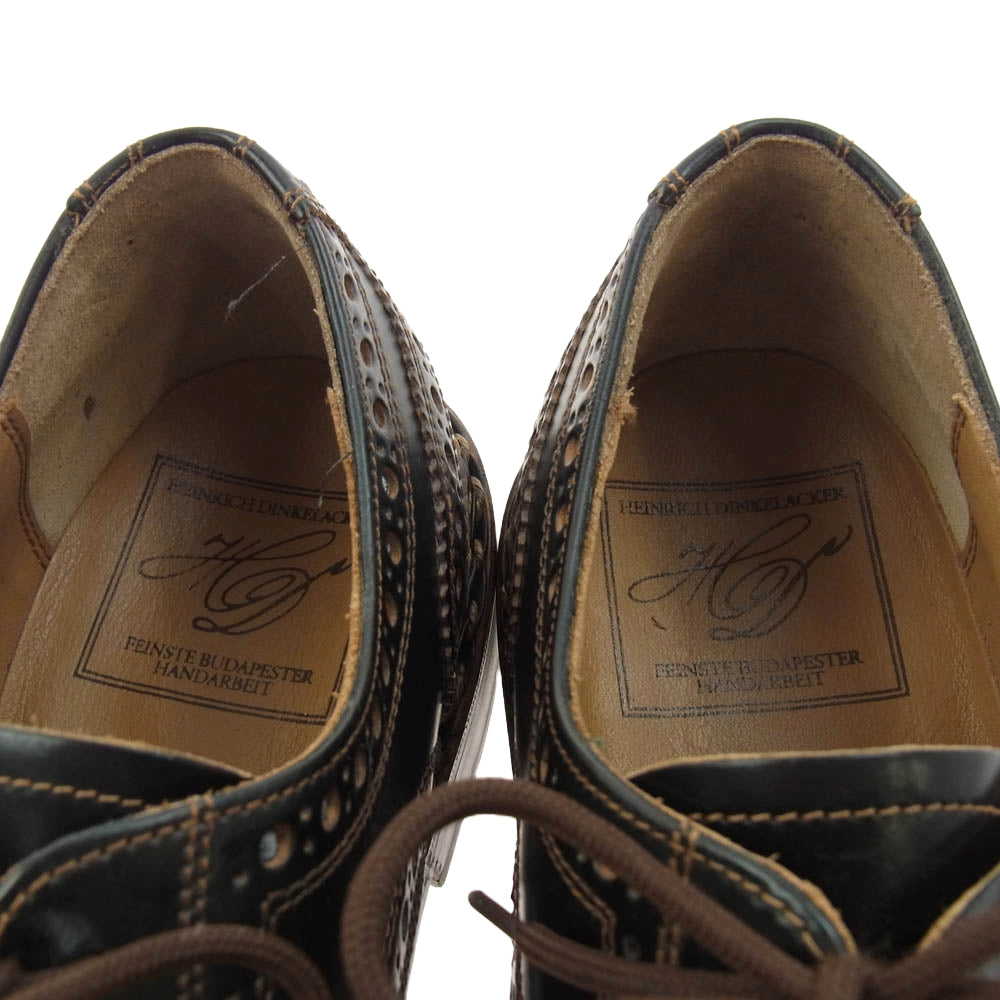 ハインリッヒディンケラッカー 4331 4316 BUDA ブダ コードバン ウィングチップ レザー シューズ ブラック系 UK8【中古】