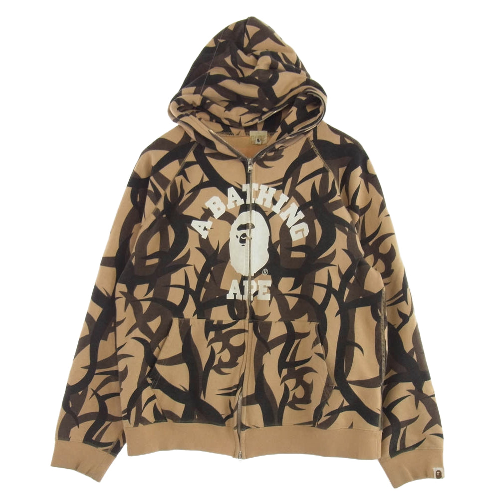 A BATHING APE アベイシングエイプ tribal camouflage zip up parka トライバル パーカー マルチカラー系 M【中古】