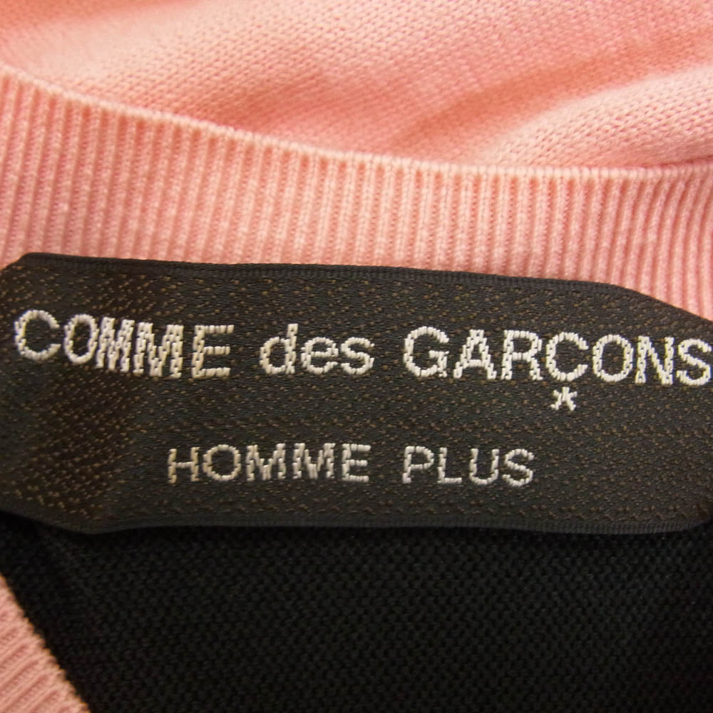 COMME des GARCONS HOMME PLUS コムデギャルソンオムプリュス AD2002 PI-N015 ラグラン切替 バイカラー Vネック ニット プルオーバー セーター ピンク系 サイズ表記無【中古】
