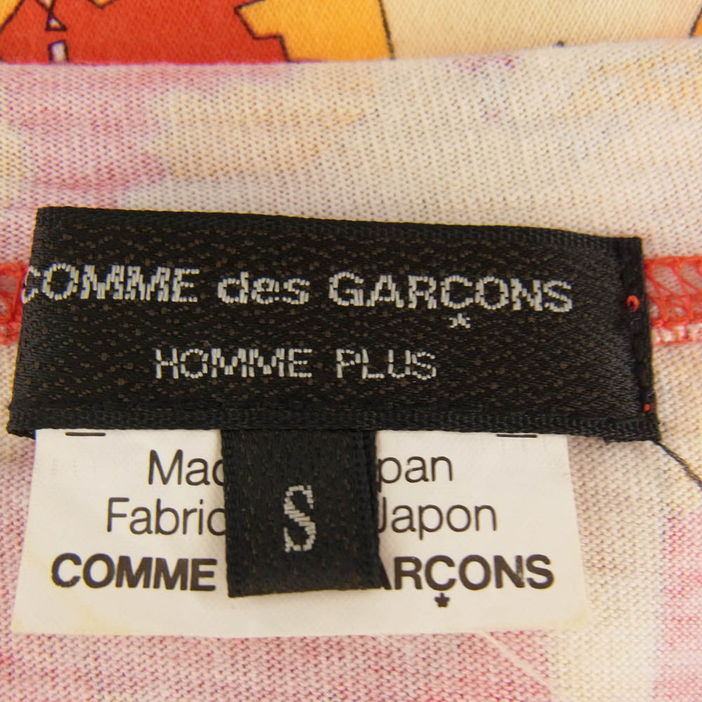 COMME des GARCONS HOMME PLUS コムデギャルソンオムプリュス AD2007 PT-T029 総柄長袖 Vネック カットソー Tシャツ ロンT レッド マルチカラー系 S【中古】