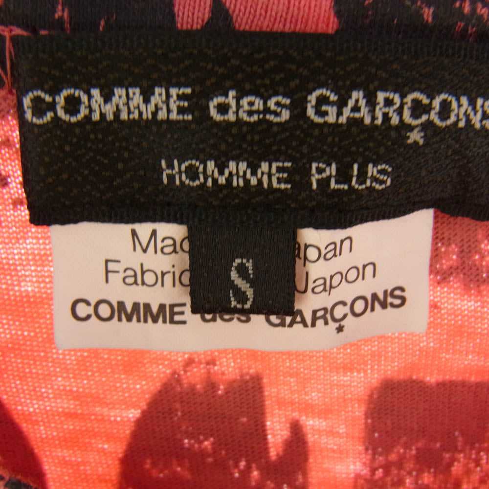 COMME des GARCONS HOMME PLUS コムデギャルソンオムプリュス AD2007 PT-T035 総柄長袖 Vネック カットソー Tシャツ ロンT ピンク ピンク系 ブラック系 S【中古】