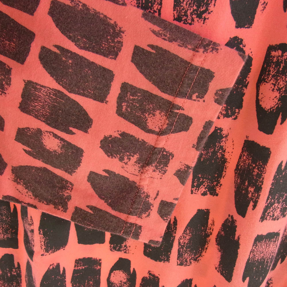 COMME des GARCONS HOMME PLUS コムデギャルソンオムプリュス AD2007 PT-T035 総柄長袖 Vネック カットソー Tシャツ ロンT ピンク ピンク系 ブラック系 S【中古】