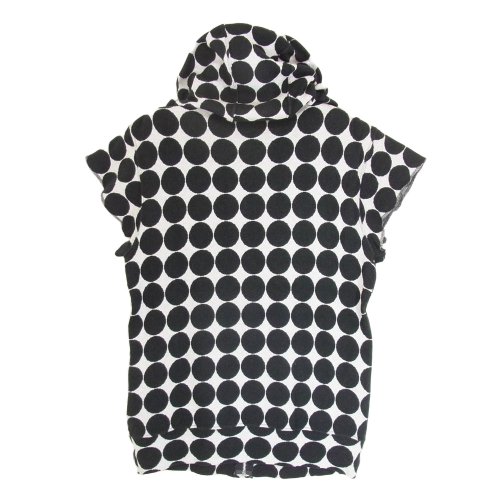 COMME des GARCONS HOMME PLUS コムデギャルソンオムプリュス AD2009 PC-T009 サークルドット柄 ジップアップ フルジップ フード ニット Tシャツ ブラック系 S【中古】