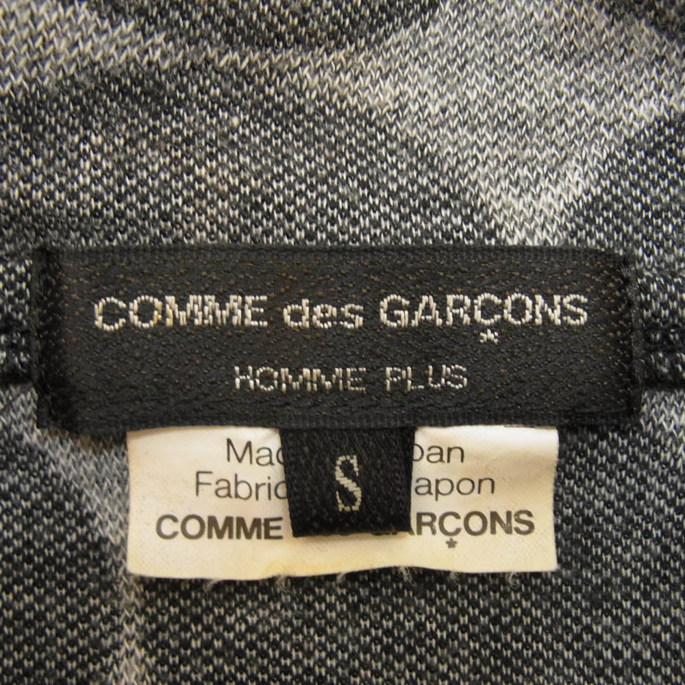 COMME des GARCONS HOMME PLUS コムデギャルソンオムプリュス AD2009 PC-T009 サークルドット柄 ジップアップ フルジップ フード ニット Tシャツ ブラック系 S【中古】