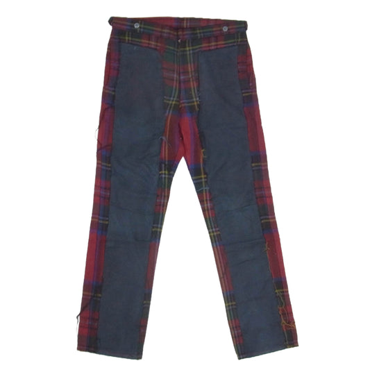 COMME des GARCONS HOMME PLUS コムデギャルソンオムプリュス AD2000 PP-04023S ドッキングロック期 前面切替 タータンチェック柄 ロング パンツ レッド系 S【中古】