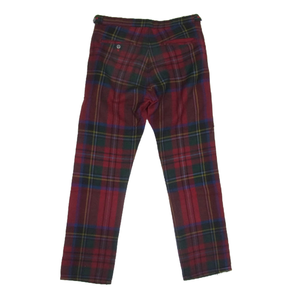 COMME des GARCONS HOMME PLUS コムデギャルソンオムプリュス AD2000 PP-04023S ドッキングロック期 前面切替 タータンチェック柄 ロング パンツ レッド系 S【中古】