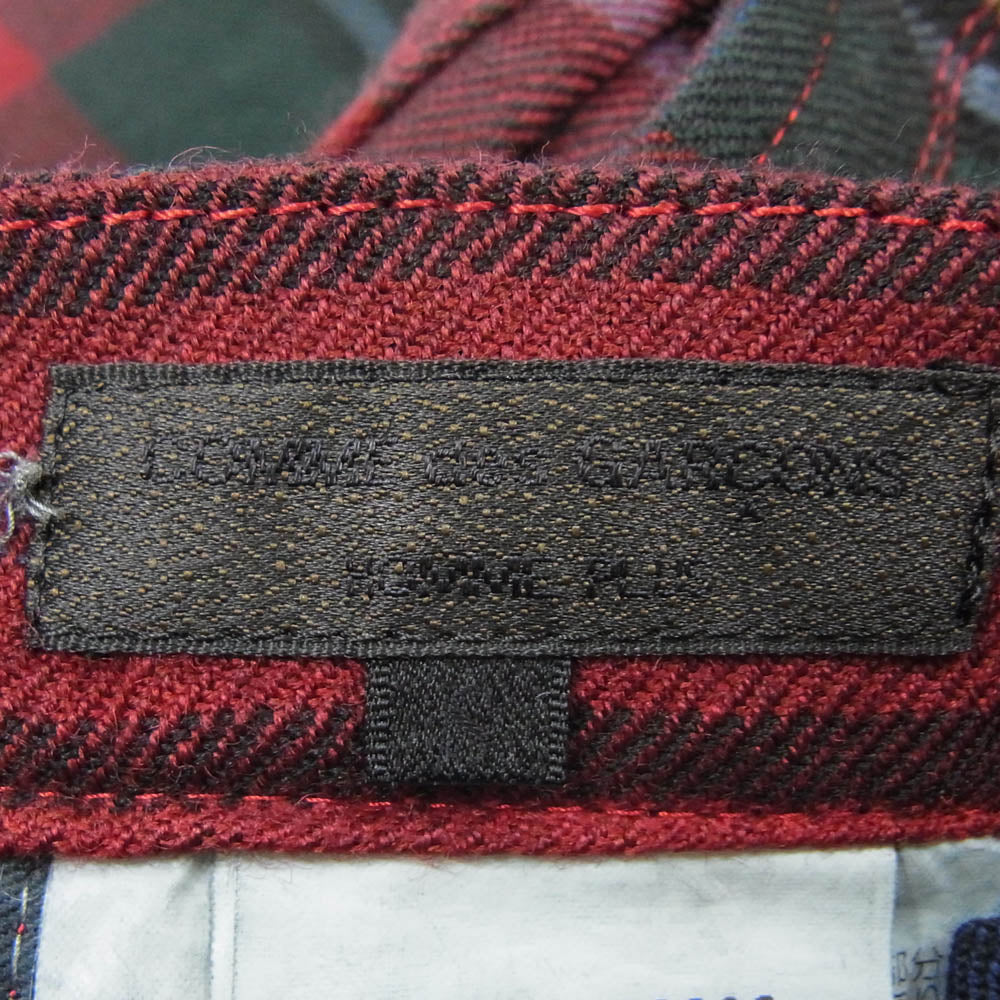 COMME des GARCONS HOMME PLUS コムデギャルソンオムプリュス AD2000 PP-04023S ドッキングロック期 前面切替 タータンチェック柄 ロング パンツ レッド系 S【中古】