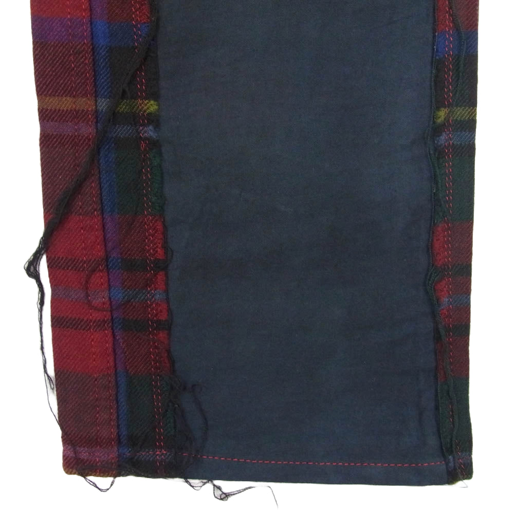 COMME des GARCONS HOMME PLUS コムデギャルソンオムプリュス AD2000 PP-04023S ドッキングロック期 前面切替 タータンチェック柄 ロング パンツ レッド系 S【中古】