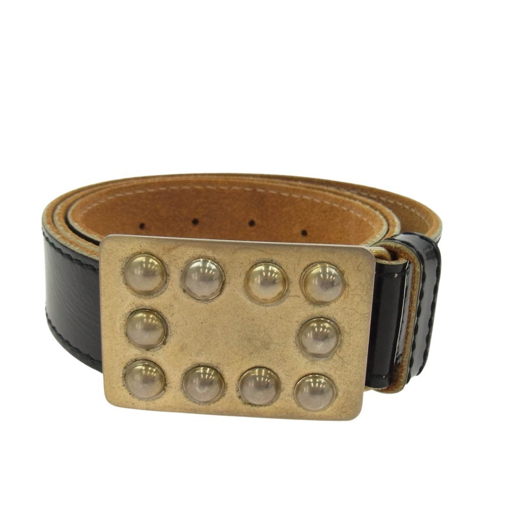 COMME des GARCONS HOMME PLUS コムデギャルソンオムプリュス バックル エナメル レザー ベルト ブラック系 89【中古】