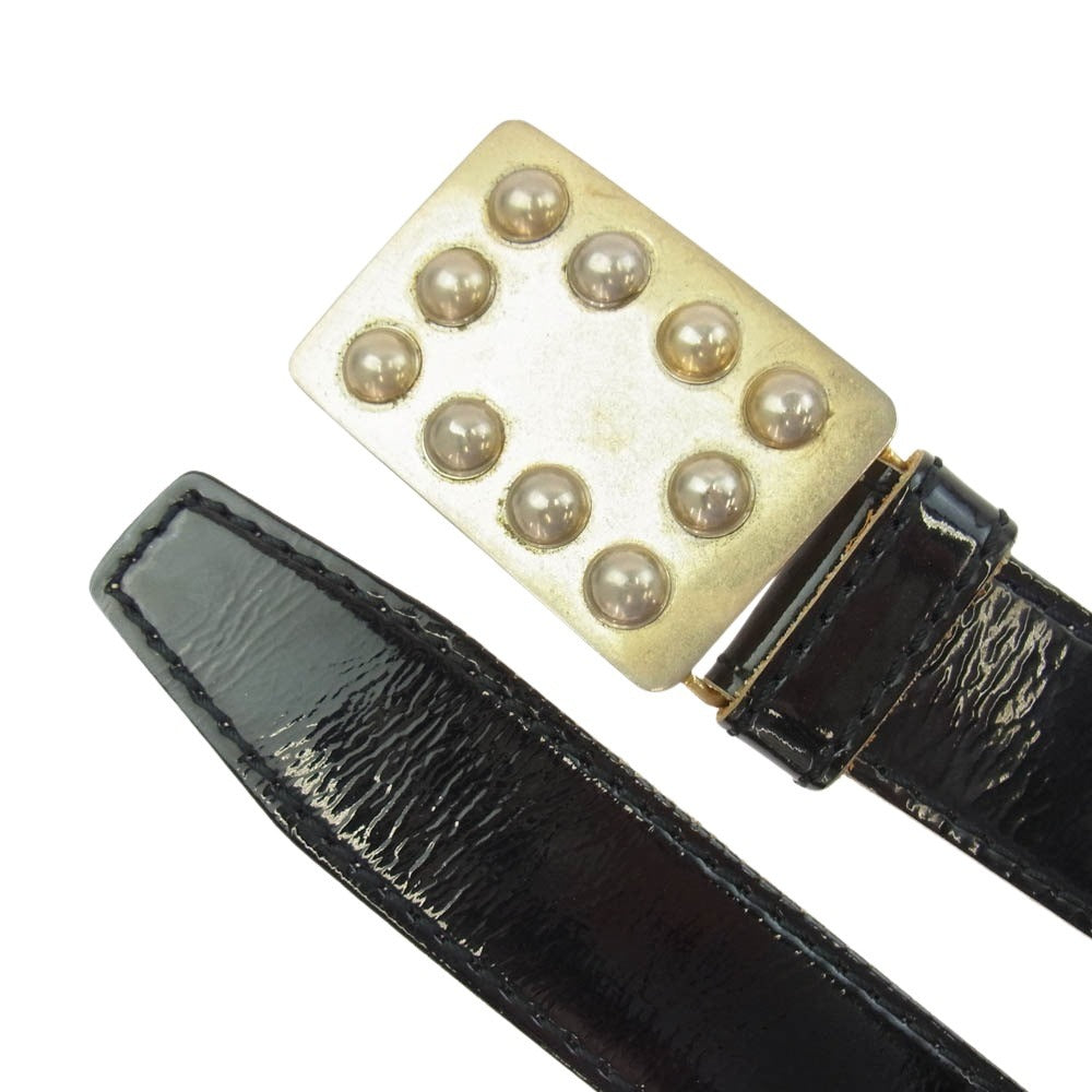 COMME des GARCONS HOMME PLUS コムデギャルソンオムプリュス バックル エナメル レザー ベルト ブラック系 89【中古】