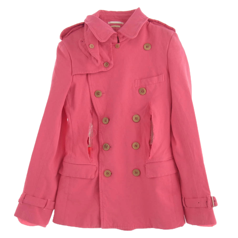 COMME des GARCONS HOMME PLUS コムデギャルソンオムプリュス AD2011 PO-J033 ポリ縮 エルテル製品加工 縮絨 ショート トレンチコート ピンク系 S【中古】