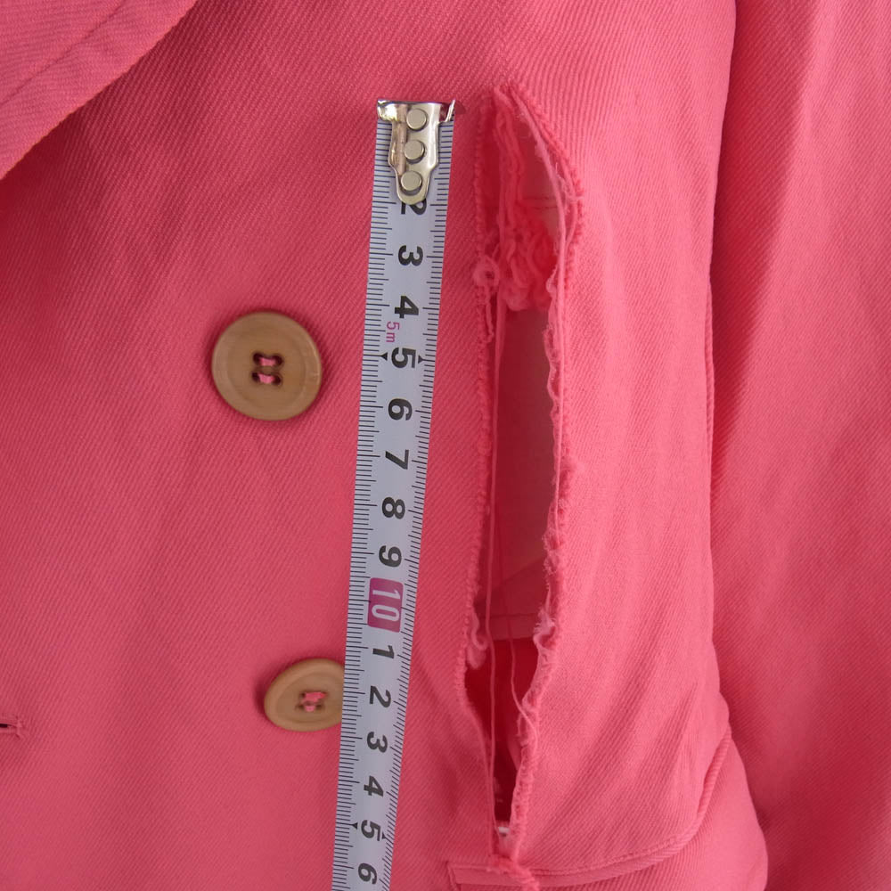 COMME des GARCONS HOMME PLUS コムデギャルソンオムプリュス AD2011 PO-J033 ポリ縮 エルテル製品加工 縮絨 ショート トレンチコート ピンク系 S【中古】