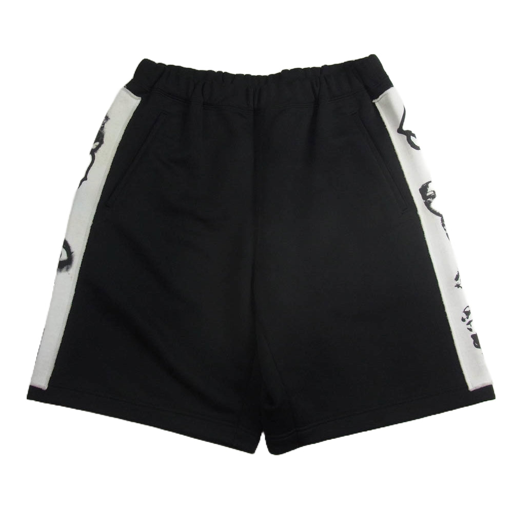 COMME des GARCONS HOMME PLUS コムデギャルソンオムプリュス 13SS AD2013 PK-T039 Poor King プーアキング アートパッチ サイドライン ジャージ素材 スウェット ショーツ ハーフパンツ ブラック系 M【中古】